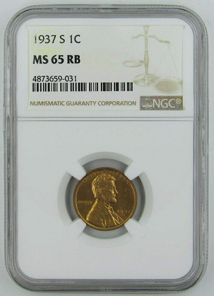 1937-S Lincoln Cent MS65RD NGC