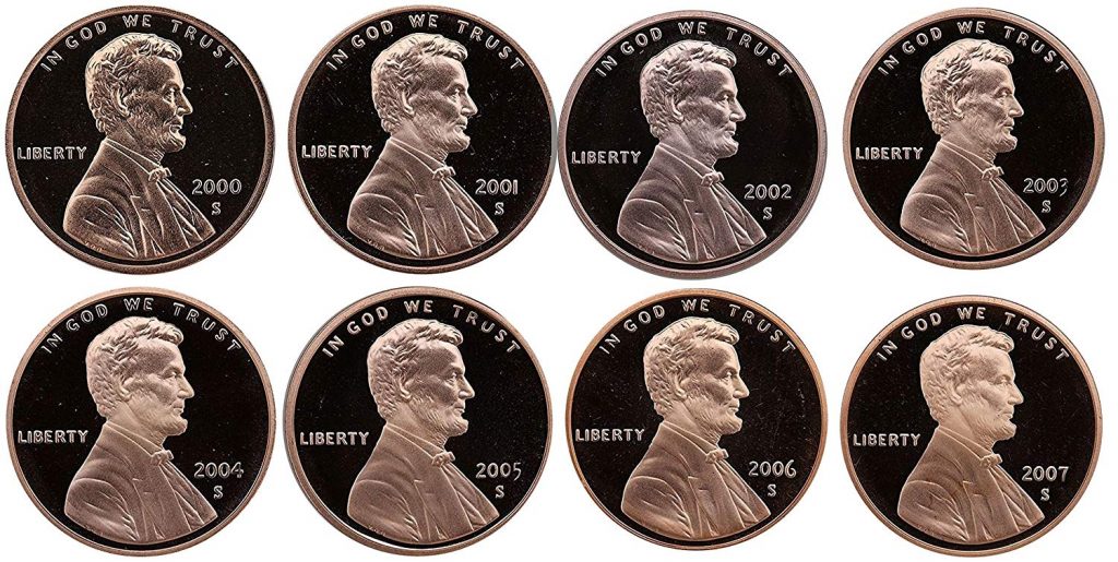 2000-2007 S Lincoln Cent Proofs