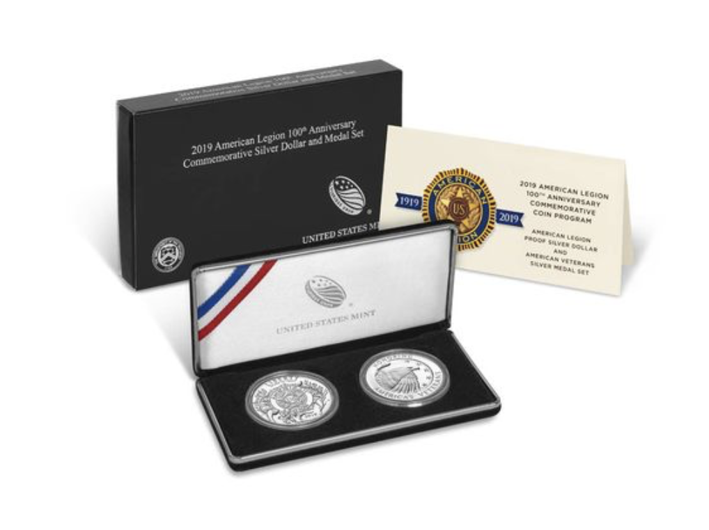 American Legion 100th Anniversary 2019 Proof Silver Dollar and Medal Set