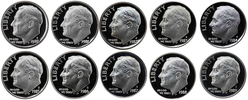 1980-1989 Roosevelt Proof Mint Set
