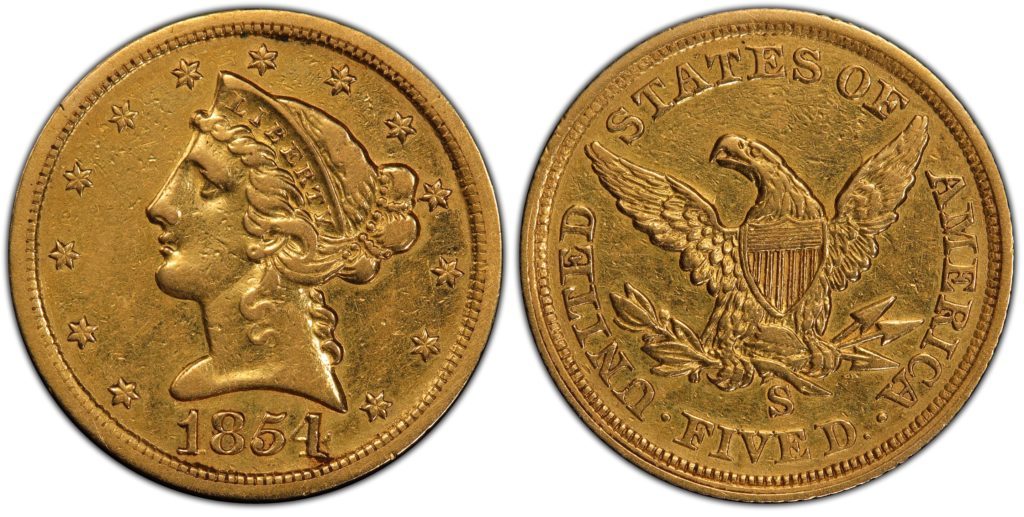 1854-S Half Eagle PCGS XF45