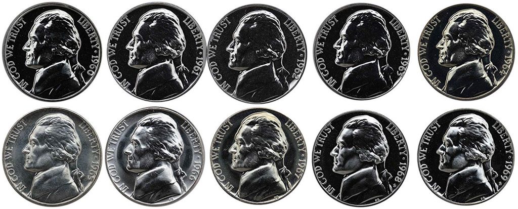 1960-1969 Jefferson Nickel Proof Set