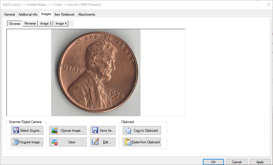 Coin Images Tab