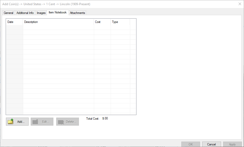 Item Notebook Tab