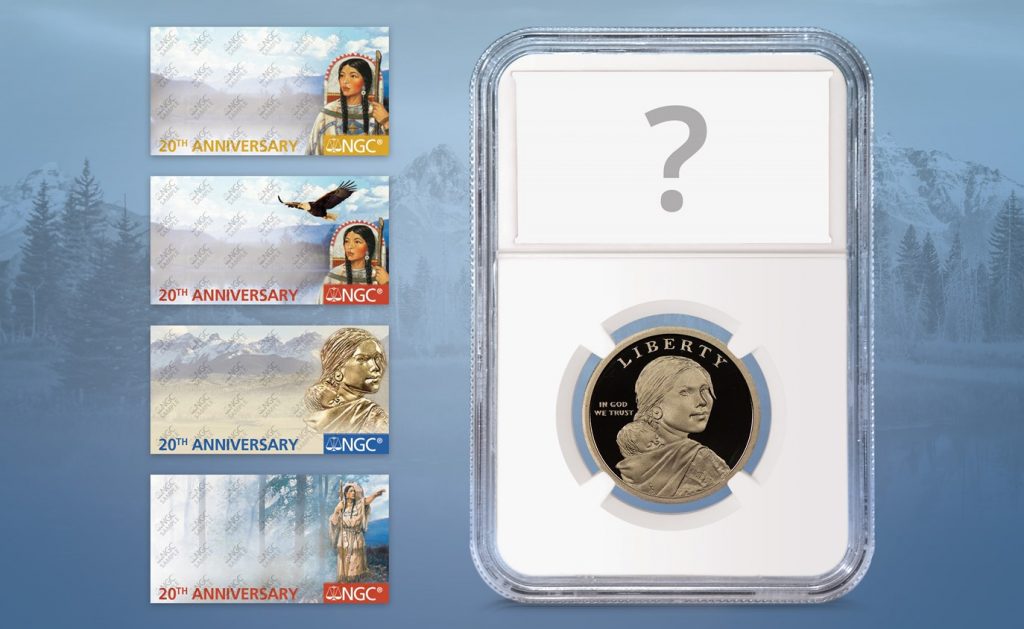 NGC Sacagawea Dollar 20th Anniversary Labels