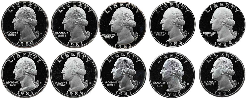1980-1989 S Washington Quarter Proof 10-Coin Set