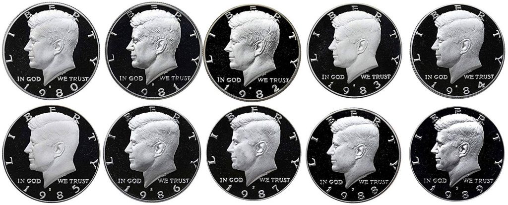 1980-1989 Kennedy Half Proof Set