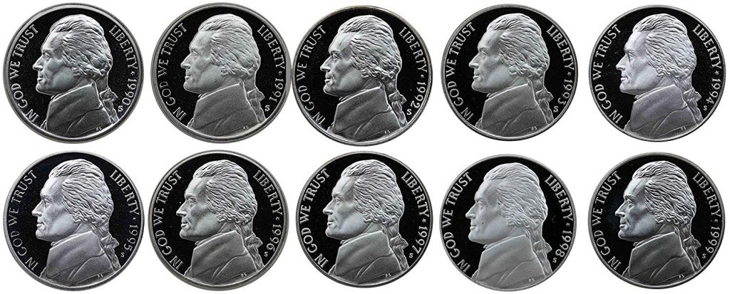 1990-1999 S Proof Jefferson Nickel