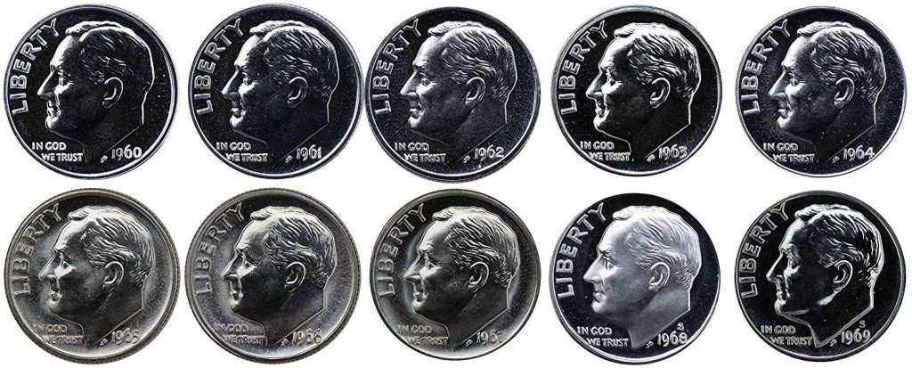 1960-1969 Roosevelt Dime Proof Set