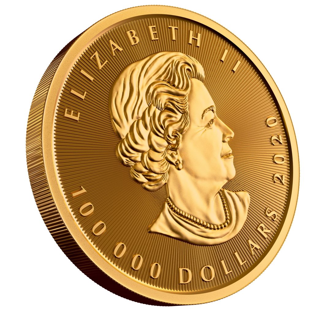 Royal Canadian Mint $100,000 Gold Maple Leaf Obverse