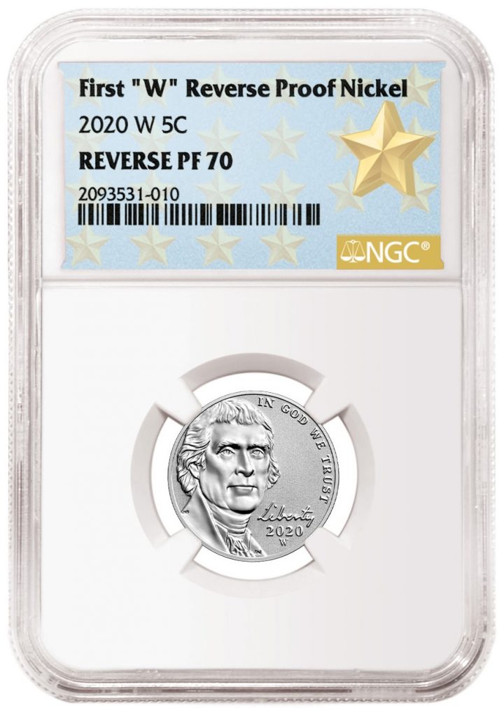 2020-W Jefferson Nickel Reverse Proof First Label from NGC
