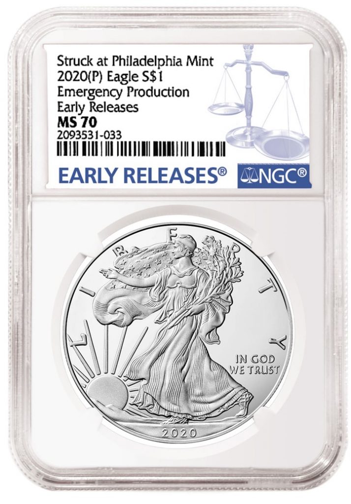 2020-P American Eagle Silver Bullion Emergency Production Label from NGC