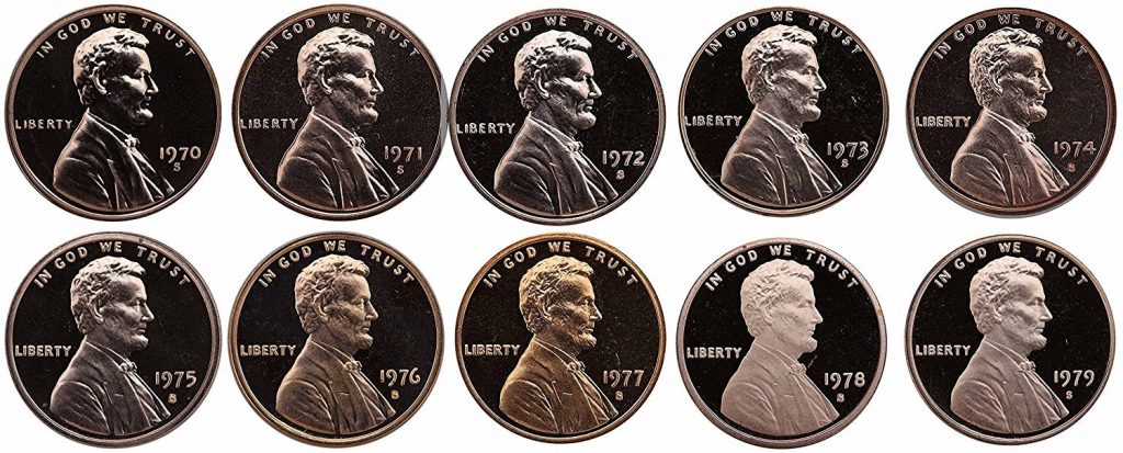 1970s Lincoln Cent Complete Proof Set