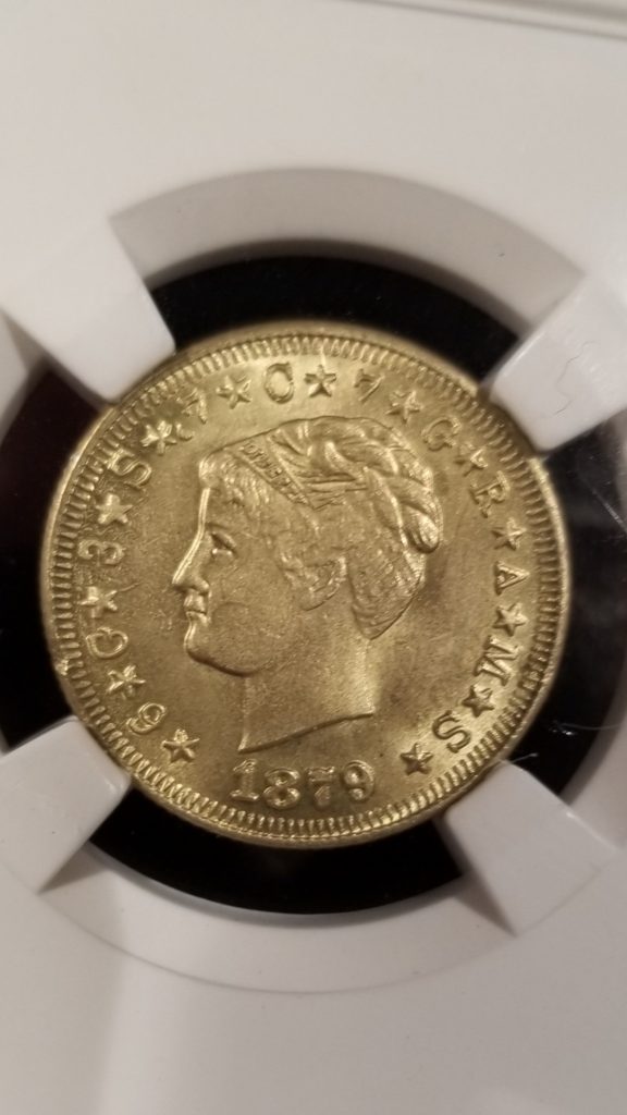 1879 Fake Stella Gold Coin Obverse