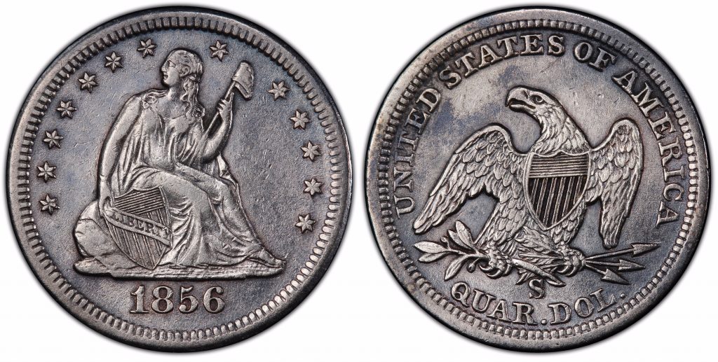 SSCA 1856 S over s PCGS XF45 From The S.S. Central America