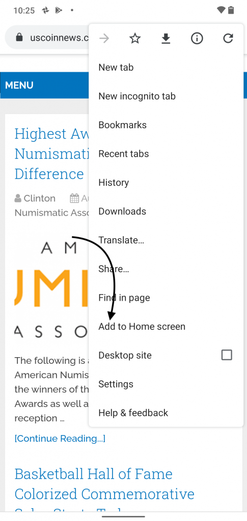 Add to Home Screen in Chrome on Android