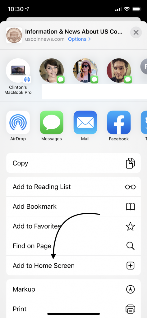 Add to Home Screen in Safari for iOS