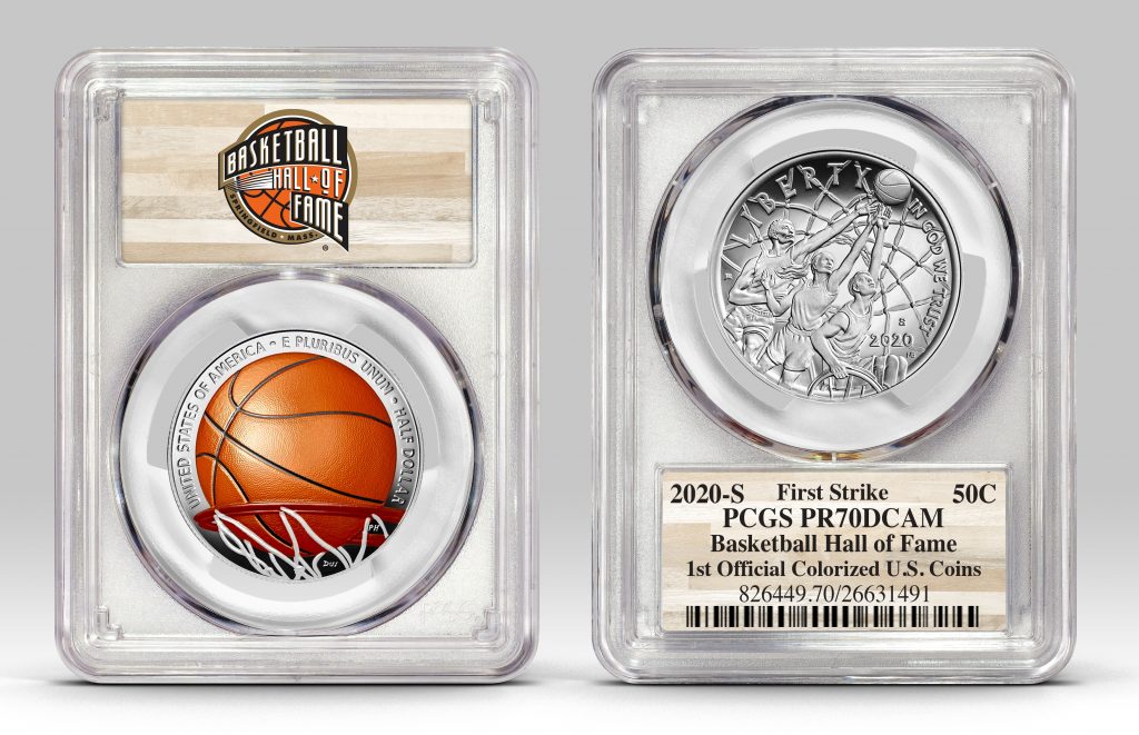 Example of Basketball HOF half-dollar in PCGS holder