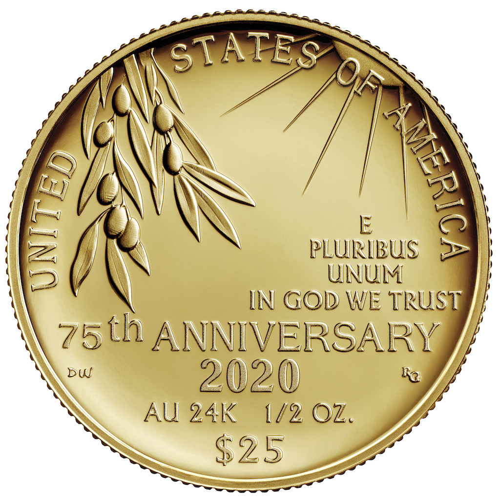2020 End of World War II Gold Coin Reverse (Image Courtesy of The United States Mint)
