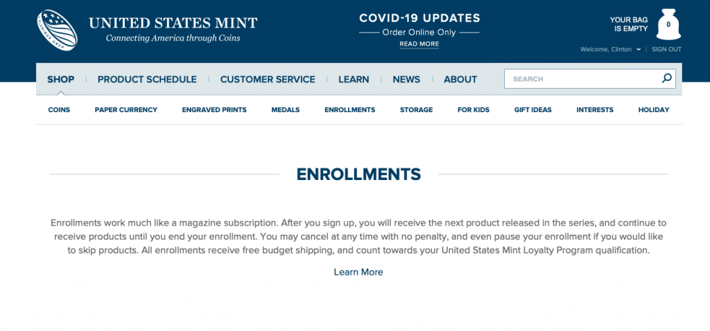 US Mint Enrollment Program
