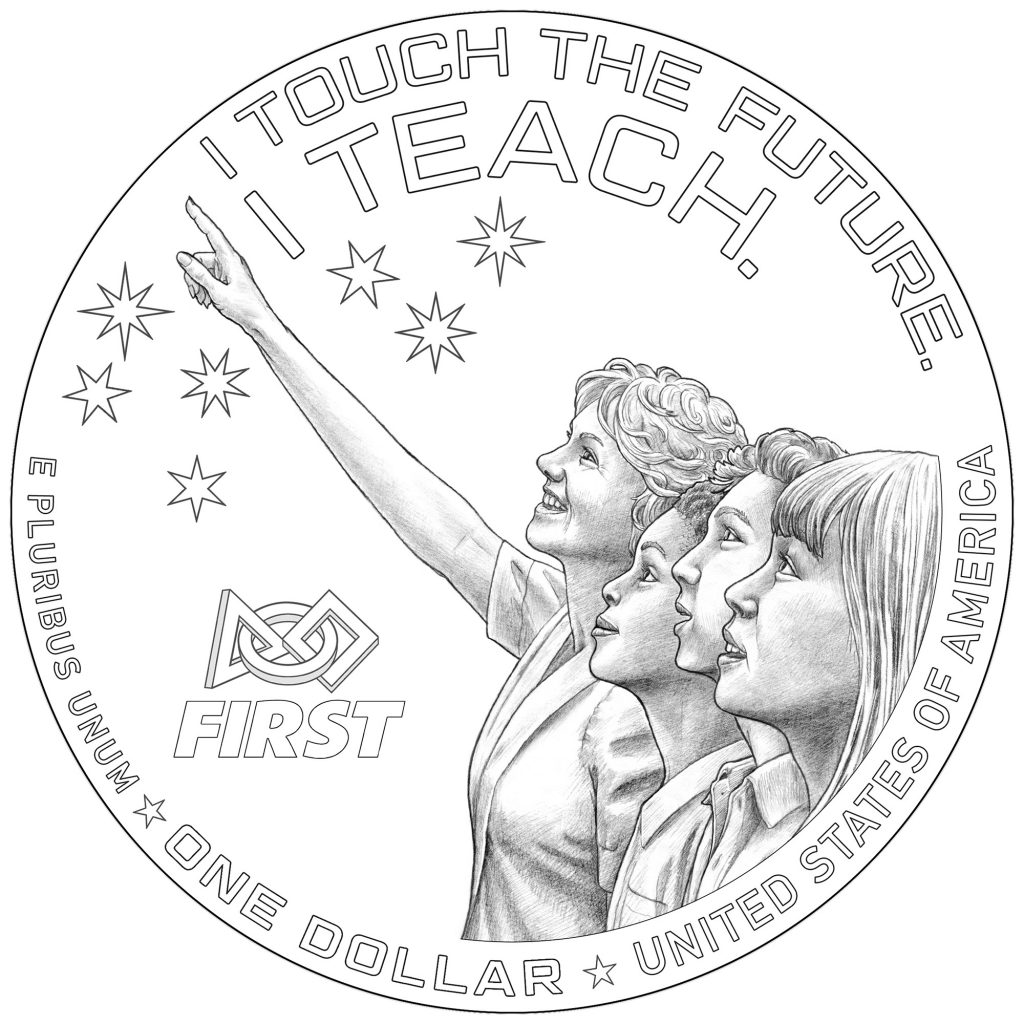 2021 Christa McAuliffe Commemorative Coin Reverse Line Art