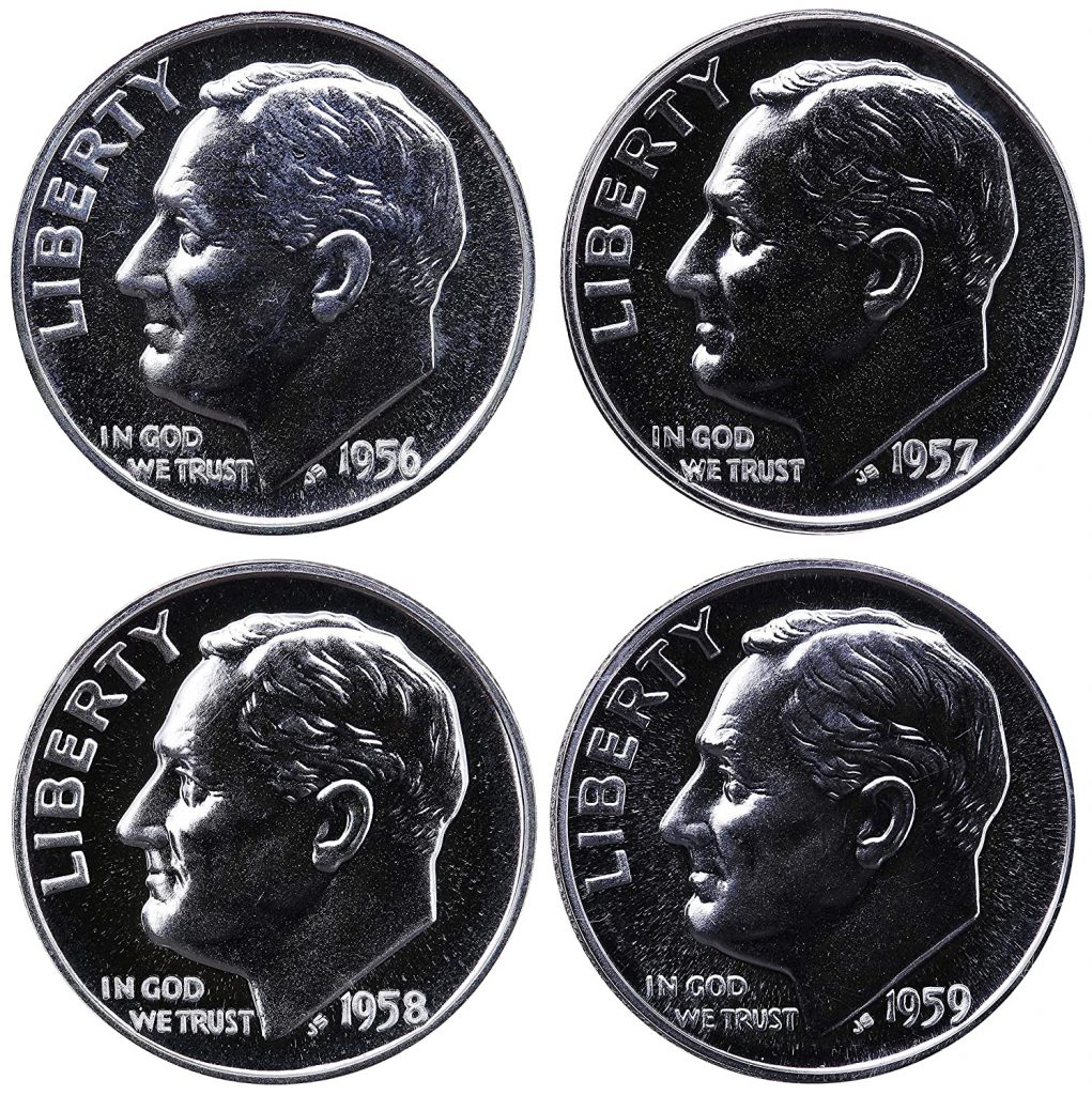 1956-1959 Roosevelt Dime 4-Coin Proof Set