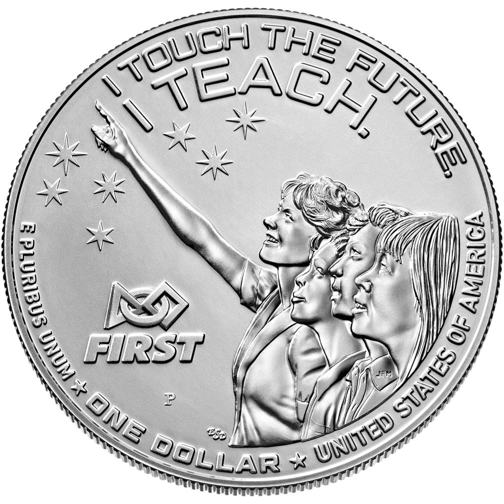 2021 Christa McAuliffe Commemorative Dollar Reverse (Image Courtesy of The United States Mint)