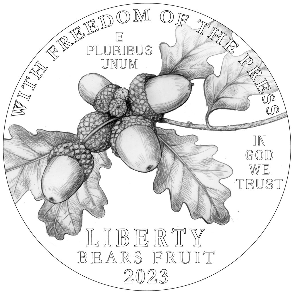 2023 American Eagle Platinum Obverse - Freedom of The Press