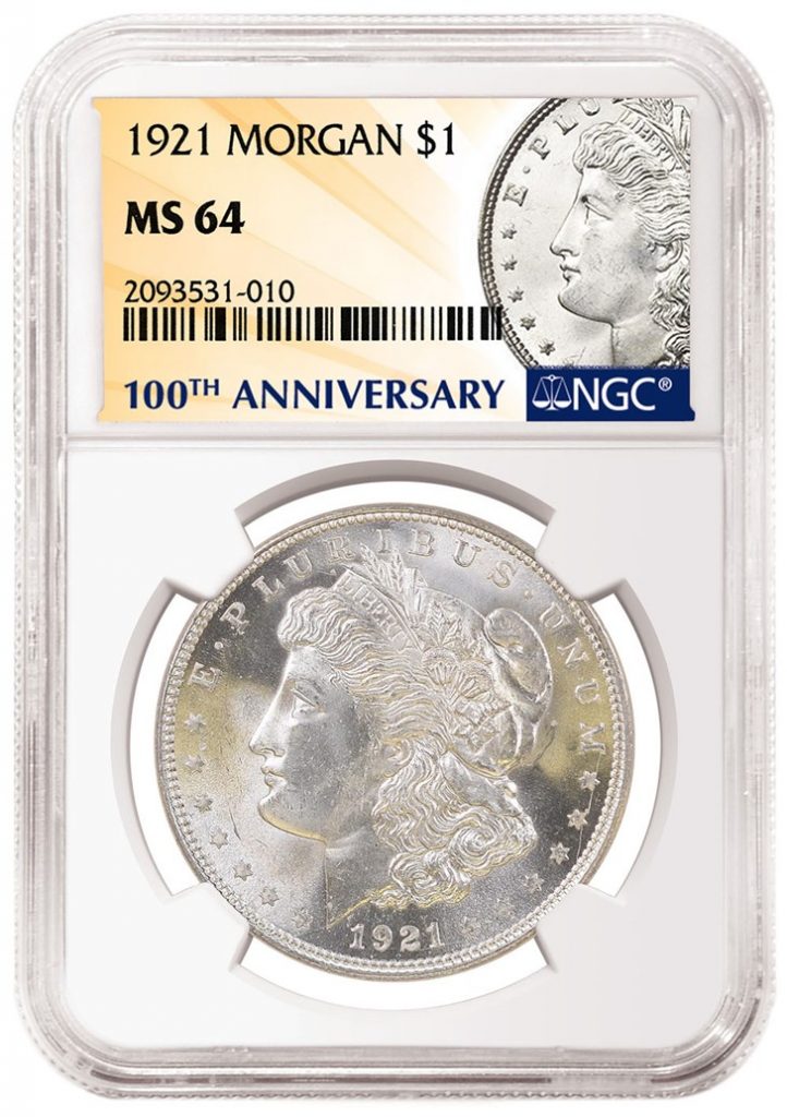NGC 1921 Morgan Dollar 100th Anniversary Label (Image Courtesy of NGC)