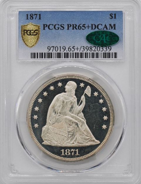 1871 Seated Libewrty Dollar PCGS PF65+ (Image Courtesty of PCGS)