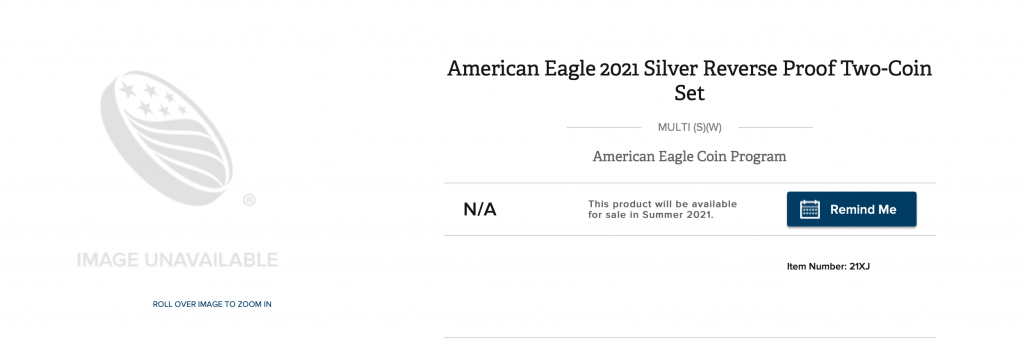 2021 American Eagle Two-Coin Reverse Proof Product Page at The U.S. Mint