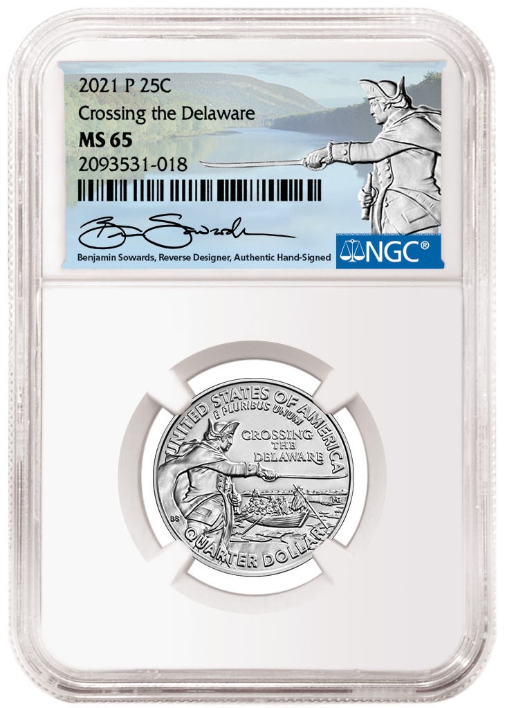 2021-P Washington Crossing the Delaware Quater Sowards Signature Label (Image Courtesy of NGC)