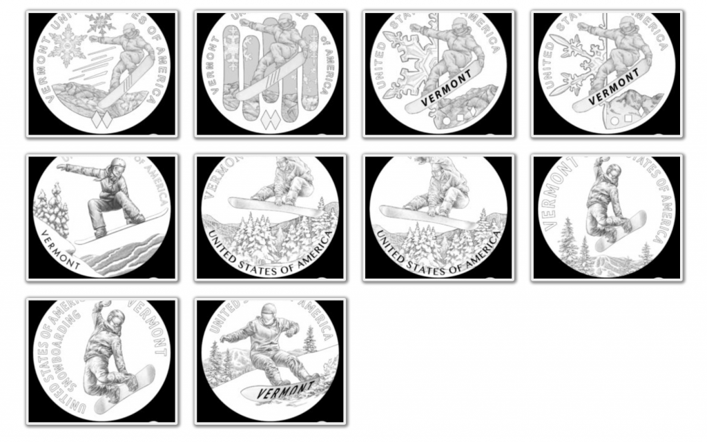 Vermont American Innovation Dollar Design Candidates (Image Courtesy of The United States Mint)