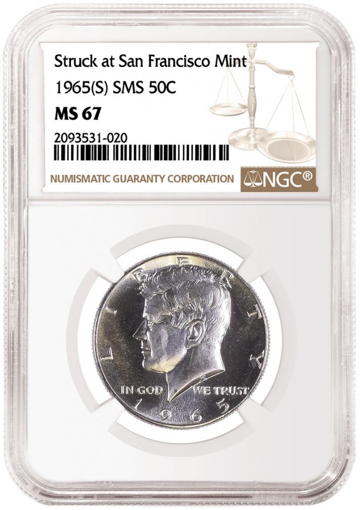 1965(S) SMS 50 Cents with the new NGC attribution Struck at San Francisco Mint. (Image Courtesy of NGC)