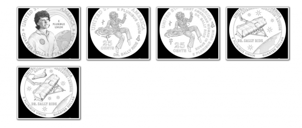 American Women Quarter Program Sally Ride Reverse Design Candidates (Image Courtesy of The United States Mint)