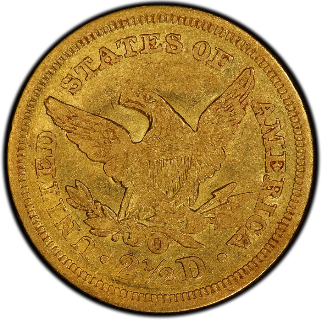 Back-of-unique-1854-New-Orleans-Quarter-Eagle-gold-coin
