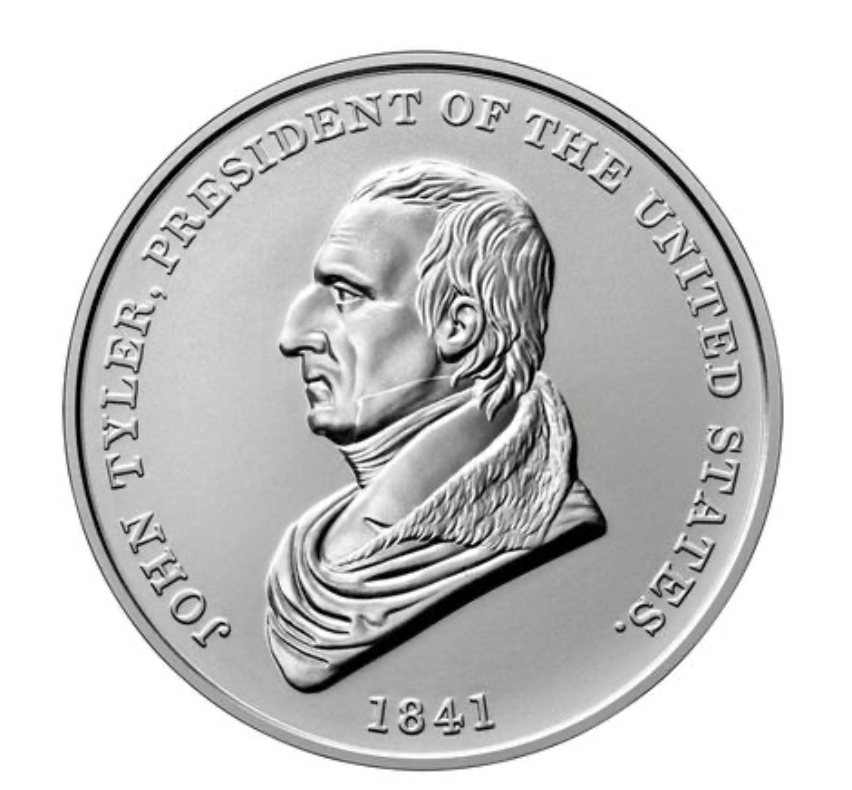 John Tyler Presidential Silver Medal Obverse (Image Courtesy of The United States Mint)