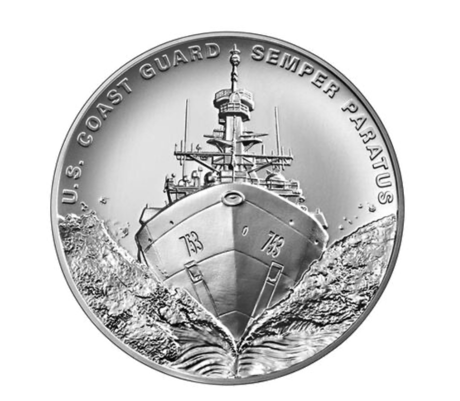 United States Coast Guard 2.5 Ounce Silver Medal (Image Courtesy of The United States Mint)